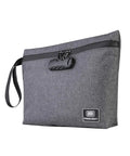 Gray odor proof stash bag with combination lock, durable smell proof gear storage 11.8 x 8.6 inch, travel safe carbon lined bag.