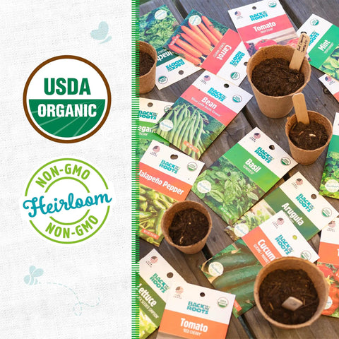 Heirloom Organic Non GMO Seeds Bundle USA Grown, 30 Count Mix Of Herbs Fruits Flowers And Veggies, Assortment May Vary shown