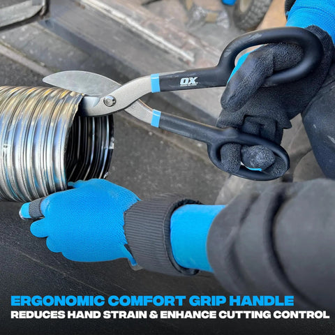 Heavy Duty 10 Inch Straight Cut Tin Snips With No Sweat Comfort Grip Handle For Cutting Aluminum Sheet Metal Roofing Ductwork And Iron Pro Workhorse Shears That Slice Clean
