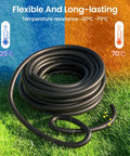 100 Ft Half Inch Drip Irrigation Tubing Mainline Hose For Garden Watering Flexible PVC Black Tubing on grass with temperature resistance shown