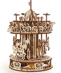 Carousel 3D Wooden Puzzle For Adults Mechanical Model Self Assembling Craft DIY Kit With Moving Horses A Mad Fun Relaxing Wood Model Gift For Adults Perfect Gift For Collectors And Builders Who Love Hands On Puzzles., wooden carousel model with moving horses