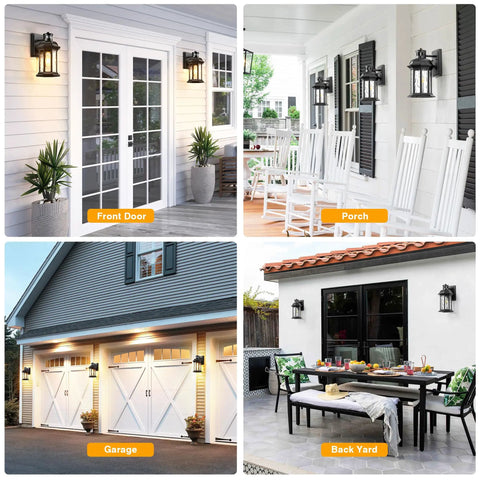 Motion Sensor Outdoor Porch Lights Modern Black Exterior Wall Mount Sconces With Ripple Glass 100 Percent Aluminum Anti Rust Waterproof Design For Garage Entryway Dusk To Dawn Sensor Adjustable Brightness And Easy No Fuss One Button Control