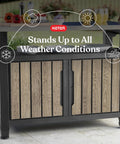 Wood Look Outdoor Entertainment Cart With 78 Gallon Storage, Stainless Steel Top For BBQ Prep, weather resistant design