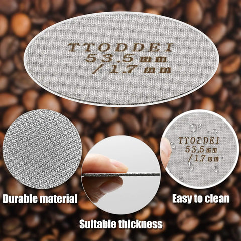 Espresso Puck Screen For Portafilter 53.5mm Fit Reusable Stainless Steel Filter 150 Micron Mesh with durability features