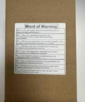 Warning label on a cardboard package with safety inspection instructions in multiple languages.