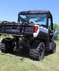 Back view of UTV equipped with 50 Gallon UTV Broadcast Sprayer With Precision And Boomless Booms Up To 30 Foot Swath 3 GPM
