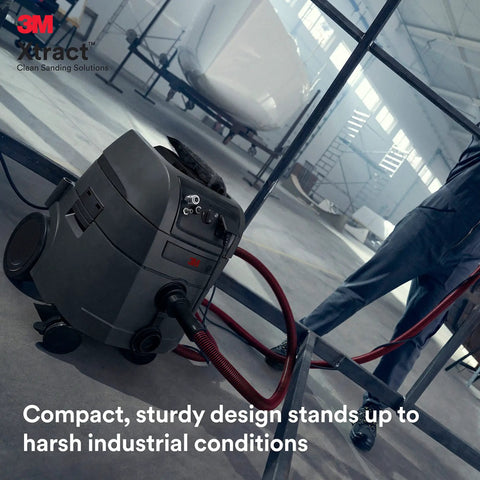 Xtract 9 Gallon Portable Dust Extractor Pro Grade Industrial Vacuum with Auto Filter Clean HEPA in industrial setting.