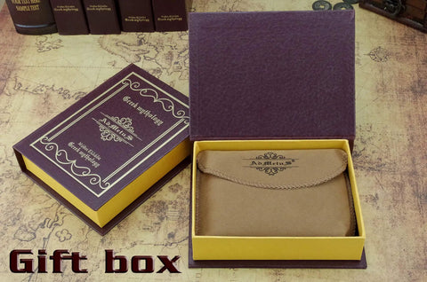 Gift box containing Men's Zipper Leather Bifold Wallet With RFID Blocking Slim Zip Around Card Holder in brown case