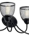 Voclain 32 Inch Four Light Vanity Light With Black Mesh Shade For Bathroom Or Powder Room, Dope Industrial Style Bath Bar Fixture
