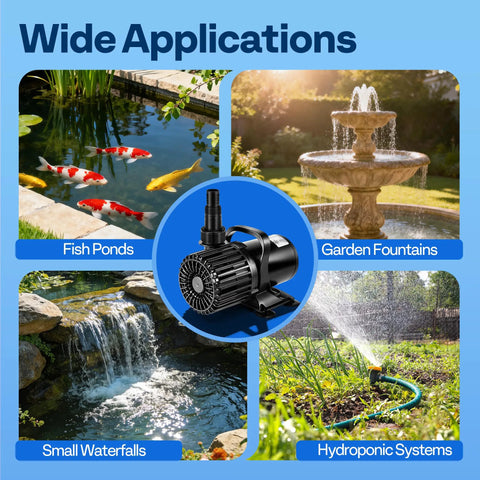 Heavy Duty 120W Submersible Water Pump Delivers 2700 GPH For Koi Ponds Pools Fountains Aquariums And Fish Tanks With A 15 Feet Lift Height