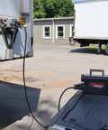 Portable Trailer Light Tester With 7 Way Round Pin SAE J560, Short Circuit Protection in use between trailer and truck