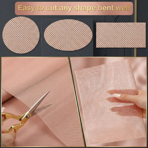 Heavy Duty Copper Mesh Screen 12 Inch By 120 Inch Roll Wire Fabric 99.9 Percent Pure Copper 40 Mesh shown cuttable for crafts