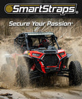 4 Pack 14 Ft Ratchet Straps With Badass 3000 Lb Break Strength And 1000 Lb Safe Work Load For Hauling Boats Motorcycles And Appliances In Large Pickups Or Medium Trailers Featuring Flared Padded Handles And Rad Bright Orange Finish used to secure off-road vehicles in muddy terrain.
