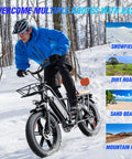 Two Seater Fat Tire Electric Bike With 1000W Peak Motor Up To 60 Mile Range Large Removable Battery 20 Inch All Terrain E Bike For City Commutes And Weekend Rides in snow