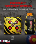 Yellow Jacket Archery Target Bag Portable With Dual Sides And Ten Bullseyes shown with dimensions and logo details