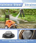 Pressure Washer Water Inlet Fitting Three Quarter Inch Female To Three Eighth Inch Male Quick Swap Replacement For Simpson Cleaning 7110166 Gold 2 Pack Pro Grade Easy Install Durable Build, with stainless steel strainer, outdoor cleaning.