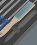 Close-up of Pferd File Set 1 With Foam Insert 6 Piece Tool Organizer showing files and brush in two-color foam insert