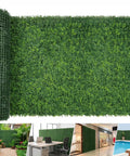 Grass Wall Panels For Balcony And Patio 40 By 120 Inch Artificial Ivy Privacy Fence Screen lush green unrolled panel with examples