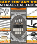Image showing Eight Piece Bike Brake Cable Kit With Stainless Steel Wires Complete Inner Replacement Set, components with labels.