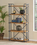 Five Tier Wall Corner Storage Shelf Perfect For Bedroom And Kitchen Space Saving Bookshelf and Display Unit beside a plant