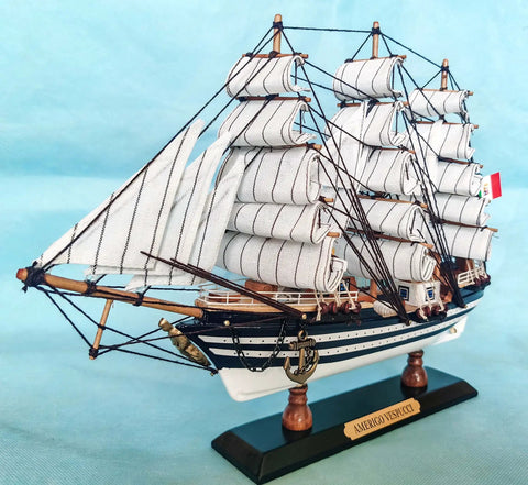 Wooden Model Ship Amerigo Vespucci 1:300 Scale Replica Fully Assembled Sailboat Decor with handcrafted basswood hull