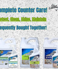 Complete Counter Care collection including Biobased Granite Countertop Cleaner For Food Prep Areas, Safe On Granite, Marble, Quartz.