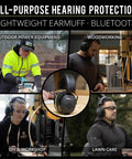 Noise Isolating Bluetooth Earmuffs For Worksite, Boss Level Comfort, 24 dB NRR Noise Reduction, workers using earmuffs