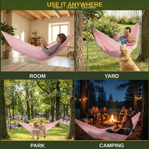 Ultralight Camping Hammock With 600 Lb SGS Certified Capacity, 10oz portable nylon used indoors, outdoors, park, and camping