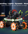 Nerf Compatible RC Battle Tank with Soft Bullets, 360 Degree Spin, LED Lights, Orange wheels, music notes, dynamic music effect.