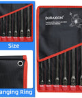 Extra Long Flex Head Ratcheting Wrench Set Six Piece Metric 8-19mm with Double Box End 180 Degree Flex Head in storage pouch