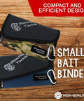 Fishing Tackle Organizer Case With Soft Bait Binder, Ultra Portable 8.5 By 5.5 By 1 Inch Slim Binder, bag design on wooden background