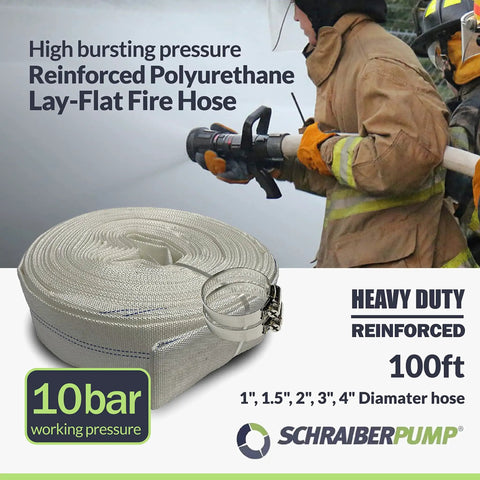 Heavy Duty 4 Inch Fire Hose 100 Ft Roll White With Red Or Blue Stripe 100 Percent Polyurethane, firefighters using hose