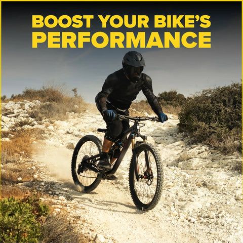 Mountain biker on rocky path using Set Of 2 26 Inch Bike Inner Tubes Fits 26x1.75 26x1.90 26x1.95 26x2.0 26x2.10 26x2.125 Butyl Rubber Tubes