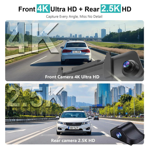 Front view captured by 12 Inch 4K Front And Rear Mirror Dash Cam With Crystal Clear Night Vision And Parking Monitor, App WiFi, GPS, 64GB Card, Dual Recording, 4K Front And 2.5K Rear, ADAS BSD LCA Smart Rearview Mirror For Cars in daylight