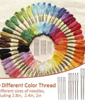 Speedweve Darning Mini Loom Kit With 50 Color Threads For Quick Sock And Jeans Mends shown with threads and needles