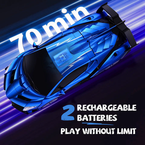 Top view of Big Size Transforming Remote Control Car With Gesture Sensing And One Key Deformation 2.4GHz RC Car in blue