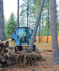 Skid steer with Industrial Grade Stump Bucket Attachment For Skid Steer With Serrated Edge And AR400 Tip Heavy Duty Root Grapple uprooting tree
