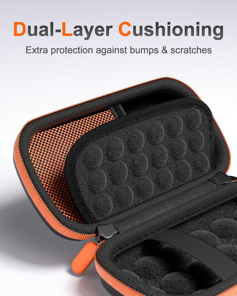 Open Rugged EVA Travel Case For SanDisk Extreme Portable SSD And Pro Portable SSD 500GB To 8TB, dual-layer cushioning in orange/black.