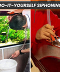 Person using Portable Hand Fuel Transfer Pump Siphons Gasoline And Diesel Fast Up To Three Point Five Gallons Per Minute With Nine Foot Hose Brass Tip Weight And Pinch Clip Go To Gear For Cars Boats Mowers And Home Emergency Use to transfer water into a container.