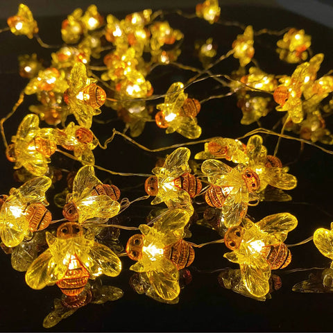 Bee String Lights 40 LED With Remote, 8 Modes, USB Powered Waterproof Fairy Lights For Indoor Outdoor Parties Weddings Garden And Christmas Decor, Includes Timer Function For Easy No Fuss Ambience