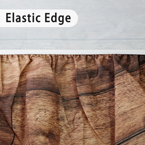 Round Outdoor Tablecloth With Umbrella Hole And Zippered Fitted Elastic Edge Wood Grain Look For Picnic Party And Patio