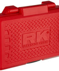 Red carrying case for Universal Chain Breaker And Cutter Tool For 40 And 50 Chain Types With Press Fit And Rivet Tool