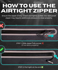 Steps for using airtight zipper on Underwater Waterproof Fanny Pack For Phones And Gear, Tight Seal TPU Dry Bag Waist Pack.