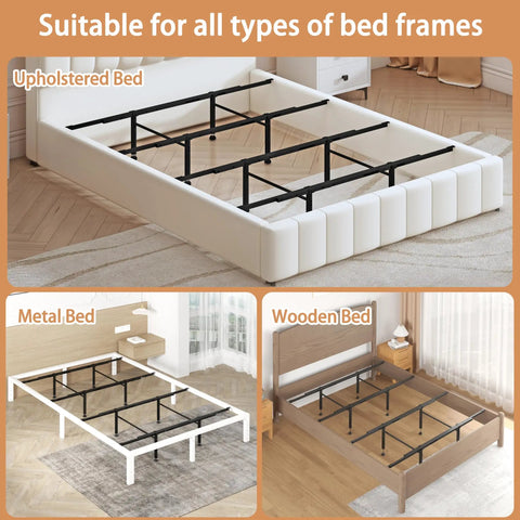 Heavy Duty Bed Frame Support System Universal Adjustable Center Support Beams on upholstered, metal, and wooden beds.