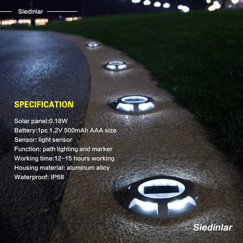 Solar Deck Lights 12 Pack White Solar Powered Outdoor LED Path Markers For Driveway Dock Step Sidewalk Garden Ground Pathway