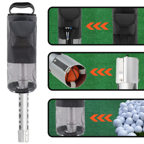 Durable Aluminum Golf Ball Retriever With Shag Tube And Detachable Collector Portable Pocket Storage Picker That Holds 70 Balls