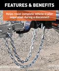 48 Inch Trailer Safety Chain With Three Eighths Inch S Hooks, Grade 30 Chain, Two Thousand Pound Break Strength For Towing shown in use