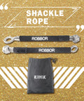 Soft Shackle 0.5 Inch by 22 Inch With 56,000 Lbs Break Strength, displayed on glittery background with protective sleeve and bag