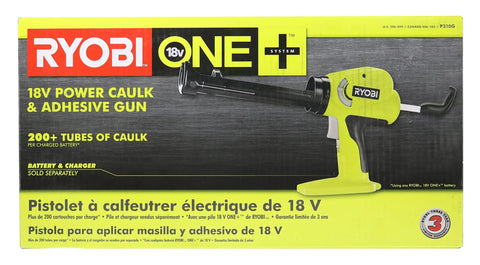 Product packaging for 18V Pistol Grip Caulk Gun With Variable Discharge Rate, Beefy 500 Lbs Push Force For High Viscosity Sealants.