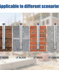 50 Pack Heavy Duty 3/8 X 4 Inch Flat Head Sleeve Anchors For Flush Mounting Sliding Tracks Sills And Frames In Concrete With Smooth Finish on wood, block, brick, and concrete.